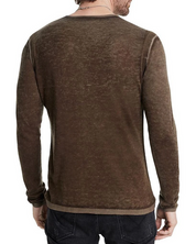 John Varvatos Mens Christie Regular Fit Long Sleeve Silk Shirt Brown XL