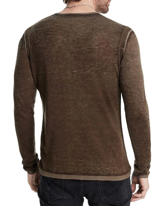 John Varvatos Mens Christie Regular Fit Long Sleeve Silk Shirt Brown XL