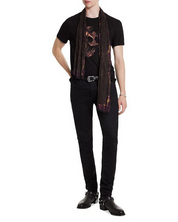 John Varvatos Mens Skull Graphic Linen Short Sleeve T Shirt Black Medium