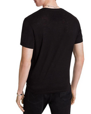 John Varvatos Mens Skull Graphic Linen Short Sleeve T Shirt Black Large