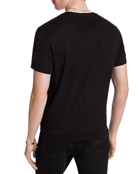 John Varvatos Mens Skull Graphic Linen Short Sleeve T Shirt Black Large