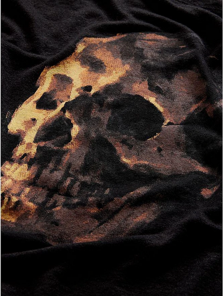 John Varvatos Mens Skull Graphic Linen Short Sleeve T Shirt Black Large
