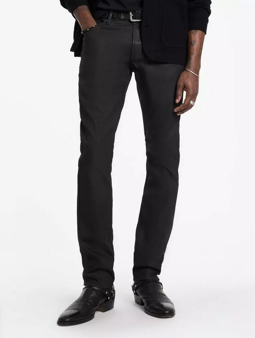 John Varvatos Mens Slim Fit Waxed Coated Jeans Black 30 x 32