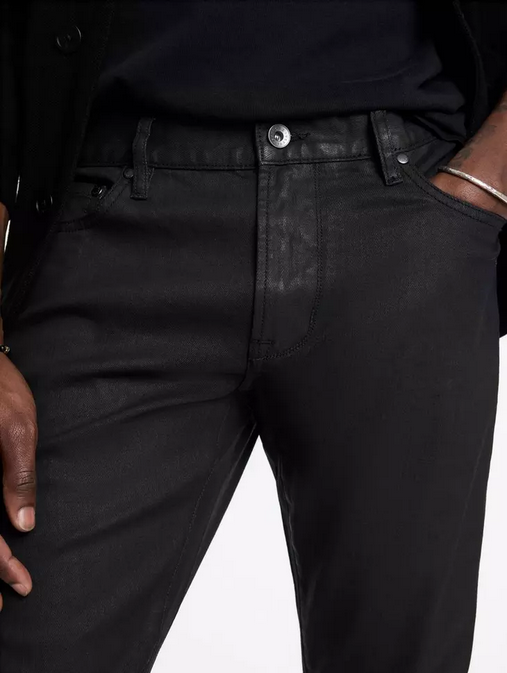 John Varvatos Mens Slim Fit Waxed Coated Jeans Black 30 x 32