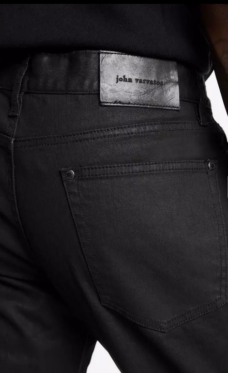 John Varvatos Mens Slim Fit Waxed Coated Jeans Black 30 x 32
