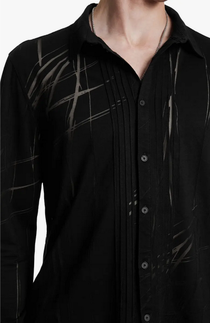 John Varvatos Mens Phoenix Long Sleeve Button Up Shirt Black 2XL