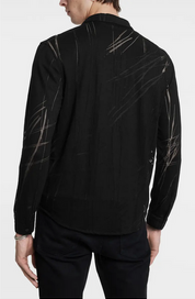 John Varvatos Mens Phoenix Long Sleeve Button Up Shirt Black 2XL