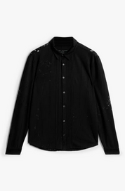 John Varvatos Mens Phoenix Long Sleeve Button Up Shirt Black 2XL