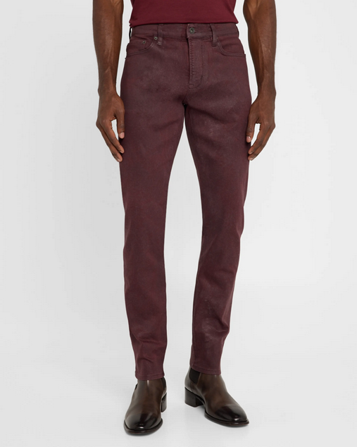 John Varvatos Men's Slim Fit Coated Denim Jeans Red 31 x 32