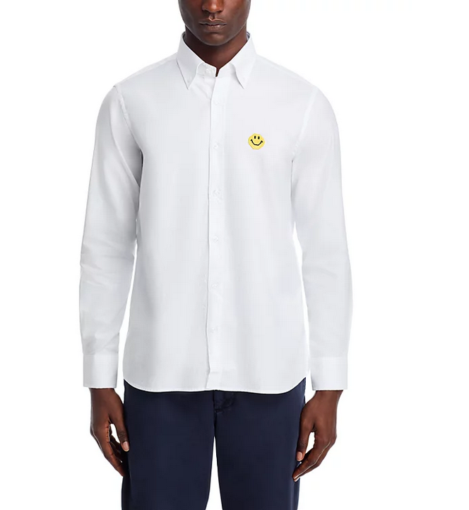 Joshua Sanders Mens Oxford Pixel Button Up Shirt White Large