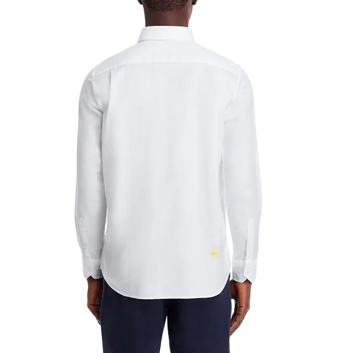 Joshua Sanders Mens Oxford Pixel Button Up Shirt White Medium