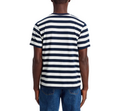 Joshua Sanders Mens Striped Pixel Short Sleeve T Shirt Blue White XL