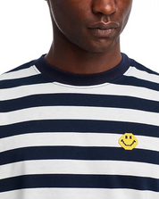 Joshua Sanders Mens Striped Pixel Short Sleeve T Shirt Blue White XL