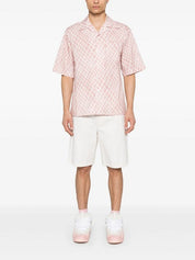 Marni Men Regular Fit Short Sleeve Button Up Shirt EU 46 US 36 Small Pink Argyle
