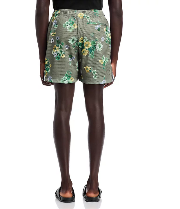 John Elliott Mens Regular Fit  6" Casual Shorts Green Floral XL