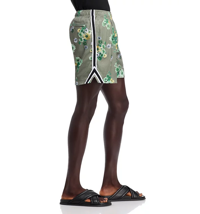 John Elliott Mens Regular Fit  6" Casual Shorts Green Floral 2XL