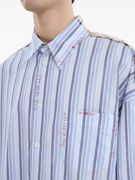 Marni Mens Regular Fit Long Sleeve Button Up Shirt XL Blue
