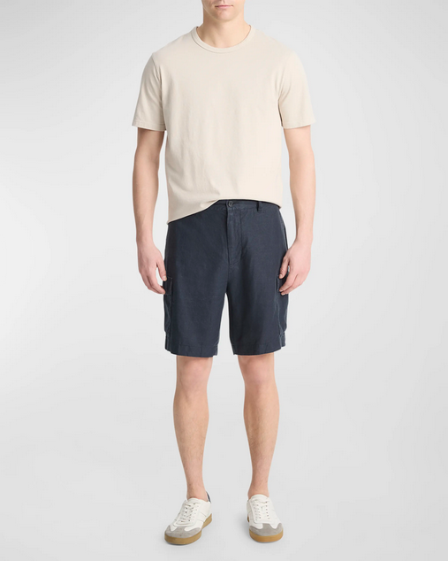 Vince Mens  Classic Fit Hemp Cargo Shorts Blue Solid 30