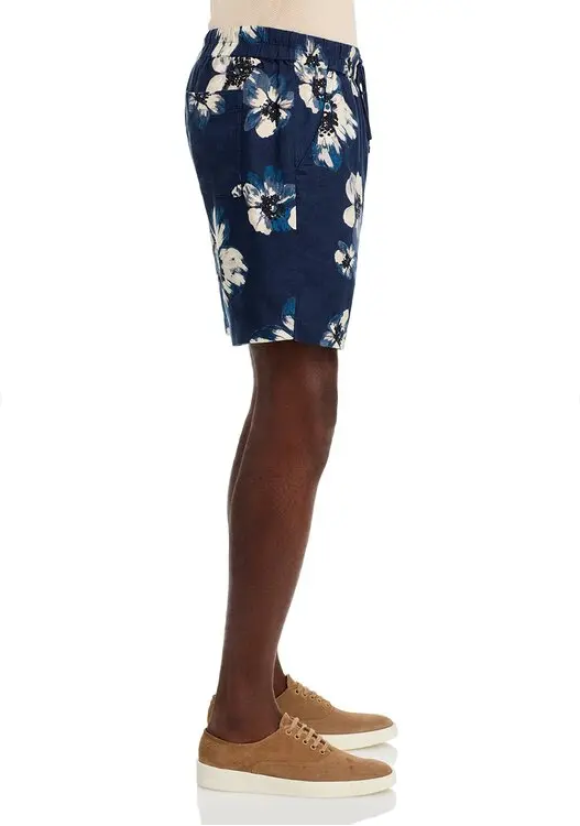 Vince Mens Blossoms Printed 7.25" Shorts Blue Floral XXL Linen