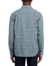 Vince Men's Summit Linen Plaid Long Sleeve Button Up Shirt Blue XL