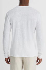 Vince Mens Regular Fit Long Sleeve Henley T Shirt Large White Solid