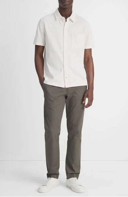 Vince Mens Regular Fit Short Sleeve Button Up Shirt White Solid XS