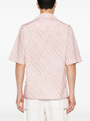 Marni Men Regular Fit Short Sleeve Button Up Shirt EU 46 US 36 Small Pink Argyle