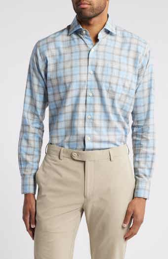 Peter Millar Mens Langley Summer Soft Cotton Sport Button Shirt Large Blue