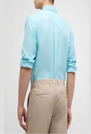 Peter Millar Mens Crown Coastal Garment Dyed Button Up Shirt Mint Blue XL