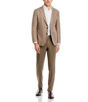 Peter Millar Mens Mason Windowpane Plaid Regular Fit Soft Sport Coat Brown 46R
