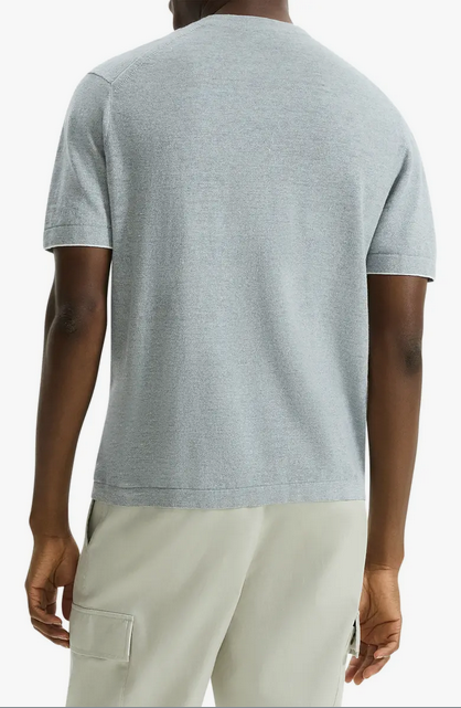 Theory Men's Kolben Linen Blend Short Sleeve Crewneck T Shirt Grey Medium