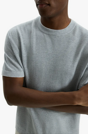 Theory Men's Kolben Linen Blend Short Sleeve Crewneck T Shirt Grey XL