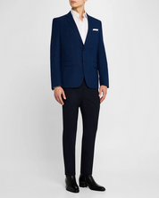 Hugo Boss Mens Regular Fit Genius Dress Pants Pants 38 x 33 Blue Solid Stretch