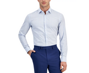 Hugo Boss Mens Slim fit Dress Shirt Large 16 in Long Sleeve Light Blue Plaid