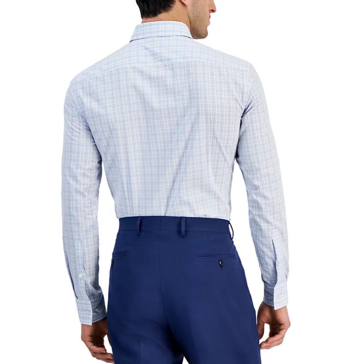 Hugo Mens Kenno Slim Fit Long Sleeve Button Up Shirt Large Blue Plaid