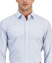 Hugo Boss Mens Slim fit Dress Shirt Large 16 in Long Sleeve Light Blue Plaid