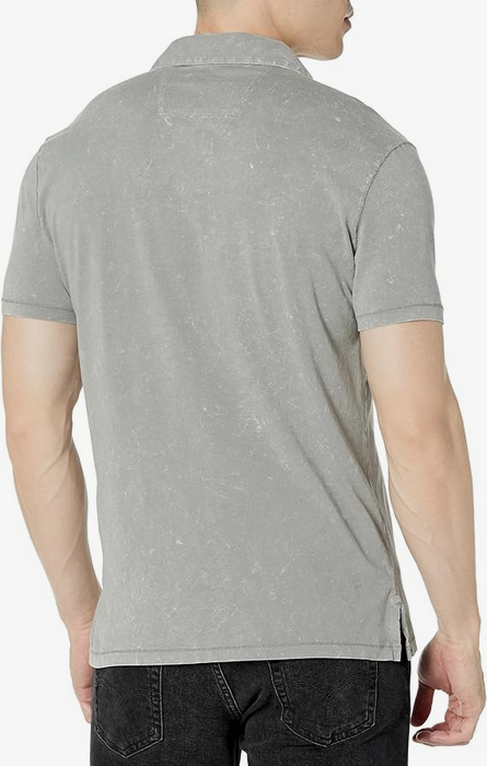 John Varvatos Mens Marble Wash Short Sleeve  Polo Shirt Grey Large