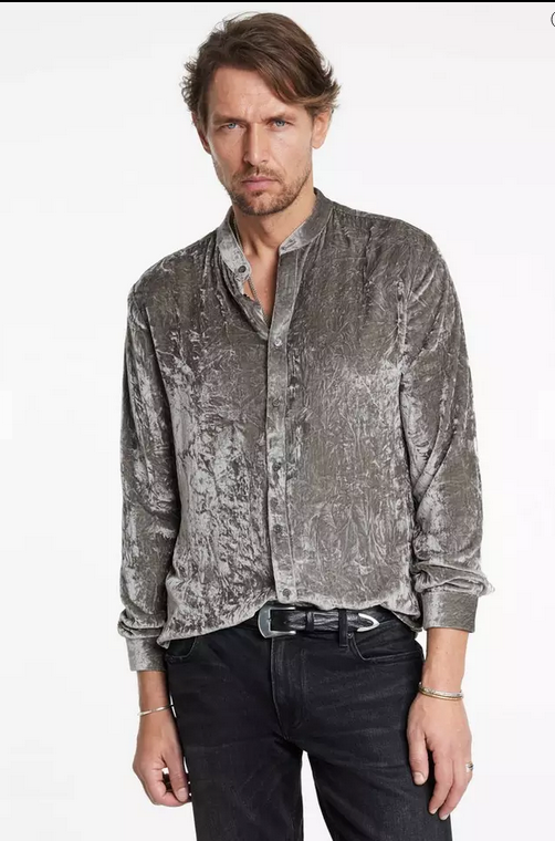 John Varvatos Mens Vigo Slim Fit Long Sleeve Button Up Shirt Large Grey