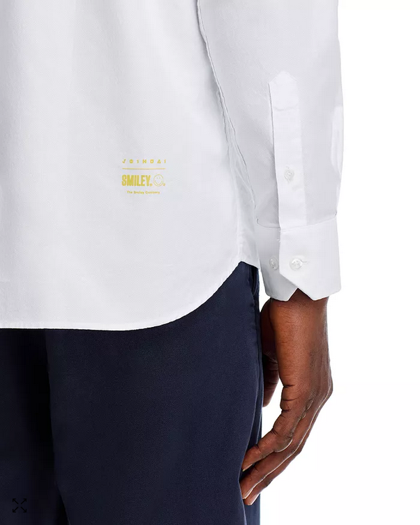 Joshua Sanders Mens Oxford Pixel Button Up Shirt White Medium