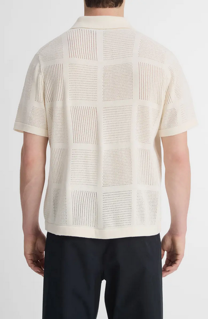 Vince Mens Regular Fit Button Up Short Sleeve Shirt Beige XL
