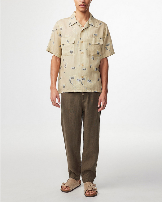 NN07 Daniel Short Sleeve Regular Fit Button Up Shirt Floral Green Medium