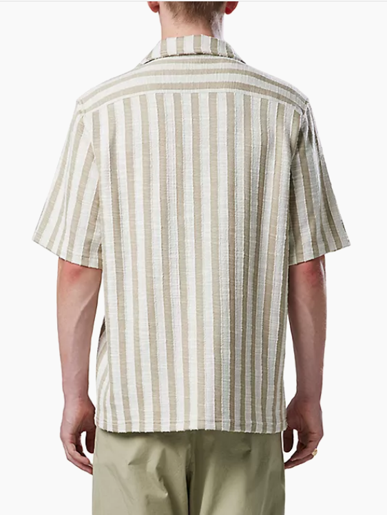 NN07 Julio Mens Striped Short Sleeve Button Up Shirt Beige XL