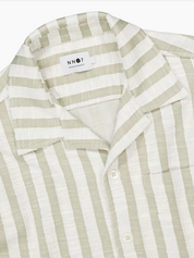 NN07 Julio Mens Striped Short Sleeve Button Up Shirt Beige XL