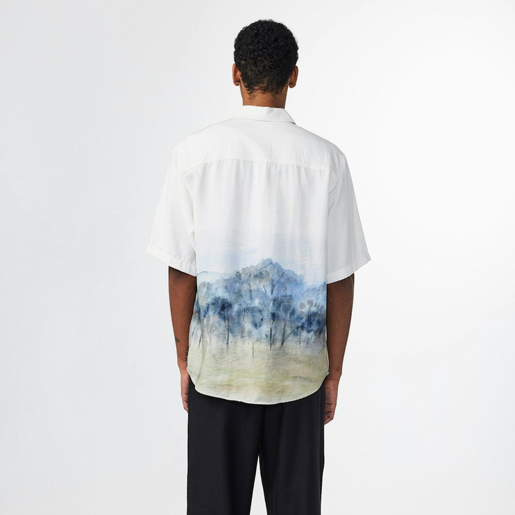 NN07 Quincy Mens Printed Button Up Short Sleeve Shirt White XL