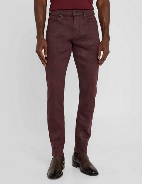 John Varvatos Men's Slim Fit Coated Denim Jeans Red 30 x 32
