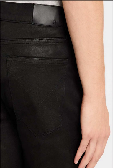 John Varvatos Mens Slim Fit Waxed Coated Jeans Black 34 x 32