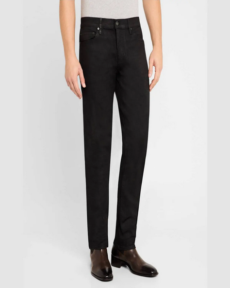 John Varvatos Mens Slim Fit Waxed Coated Jeans Black 38 x 32