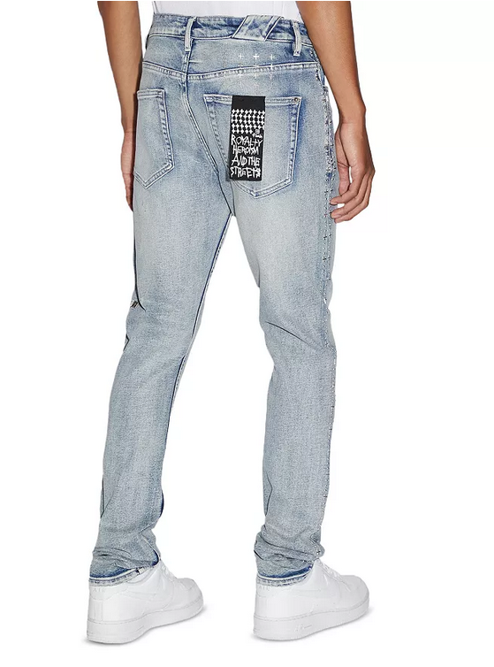 Ksubi Chitch Mens Slim Fit Punk Metalik Denim Jeans Blue 38 x 34