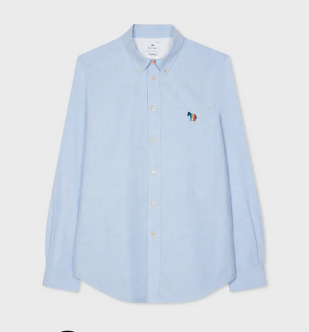 PS Paul Smith Mens Organic Cotton Stripe Zebra Button Up Shirt Blue Medium