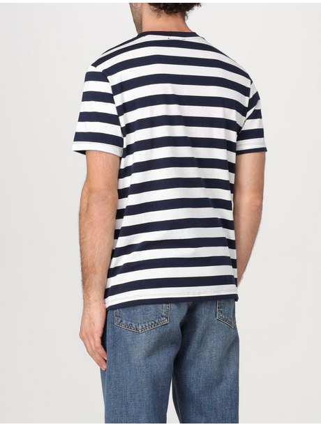 Joshua Sanders Mens Striped Pixel Short Sleeve T Shirt Blue Small